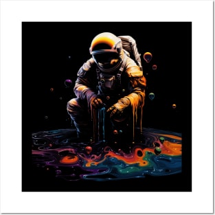 Trippy Psychedelic Astronaut - Melting Into Space Posters and Art